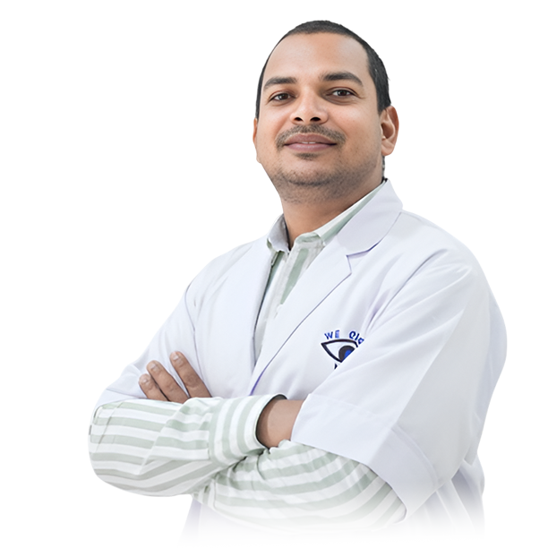 Smiling doctor in white coat with arms crossed